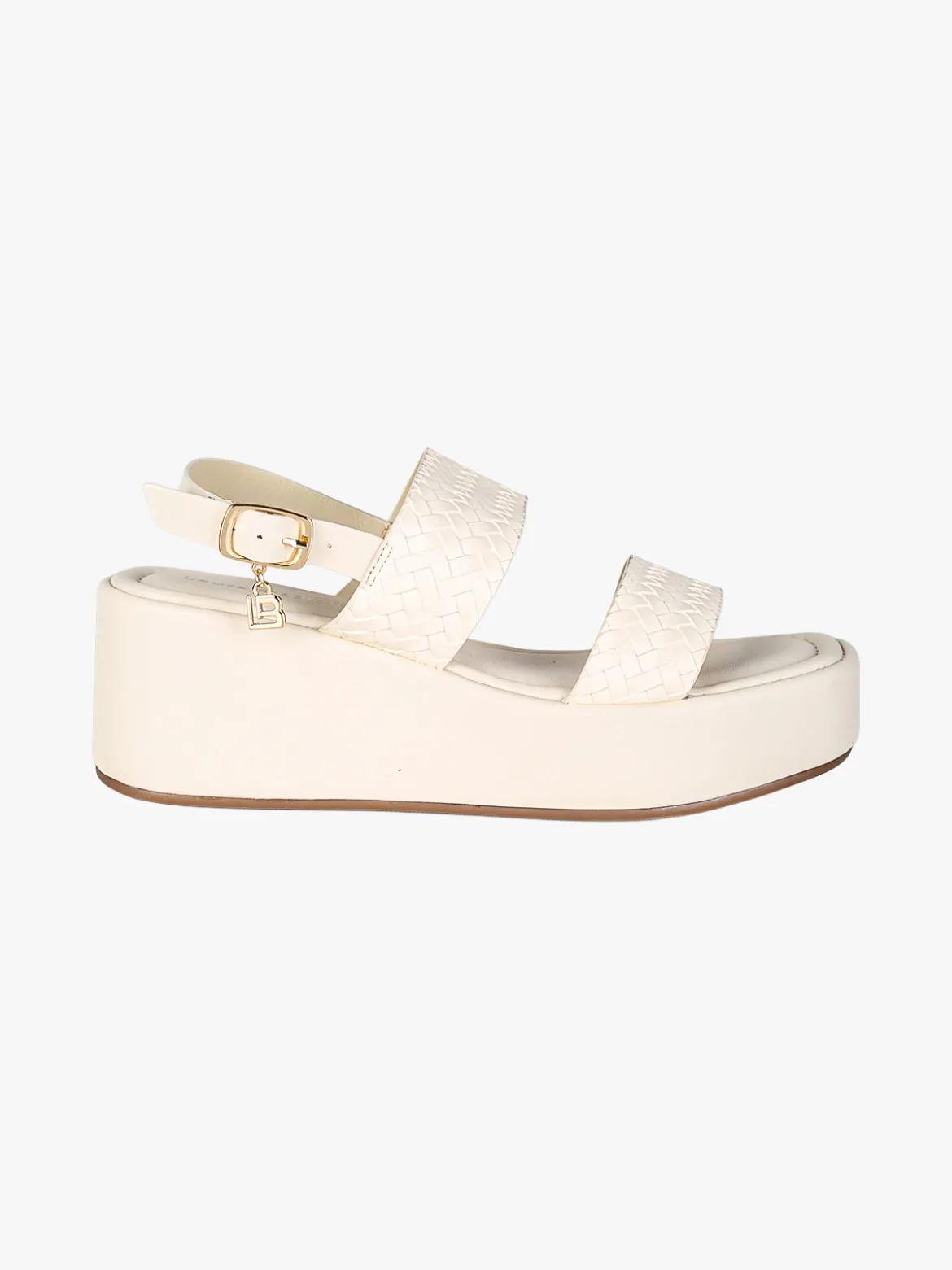 Laura Biagiotti Sandali donna con fasce intrecciate zeppa e plateau - beige