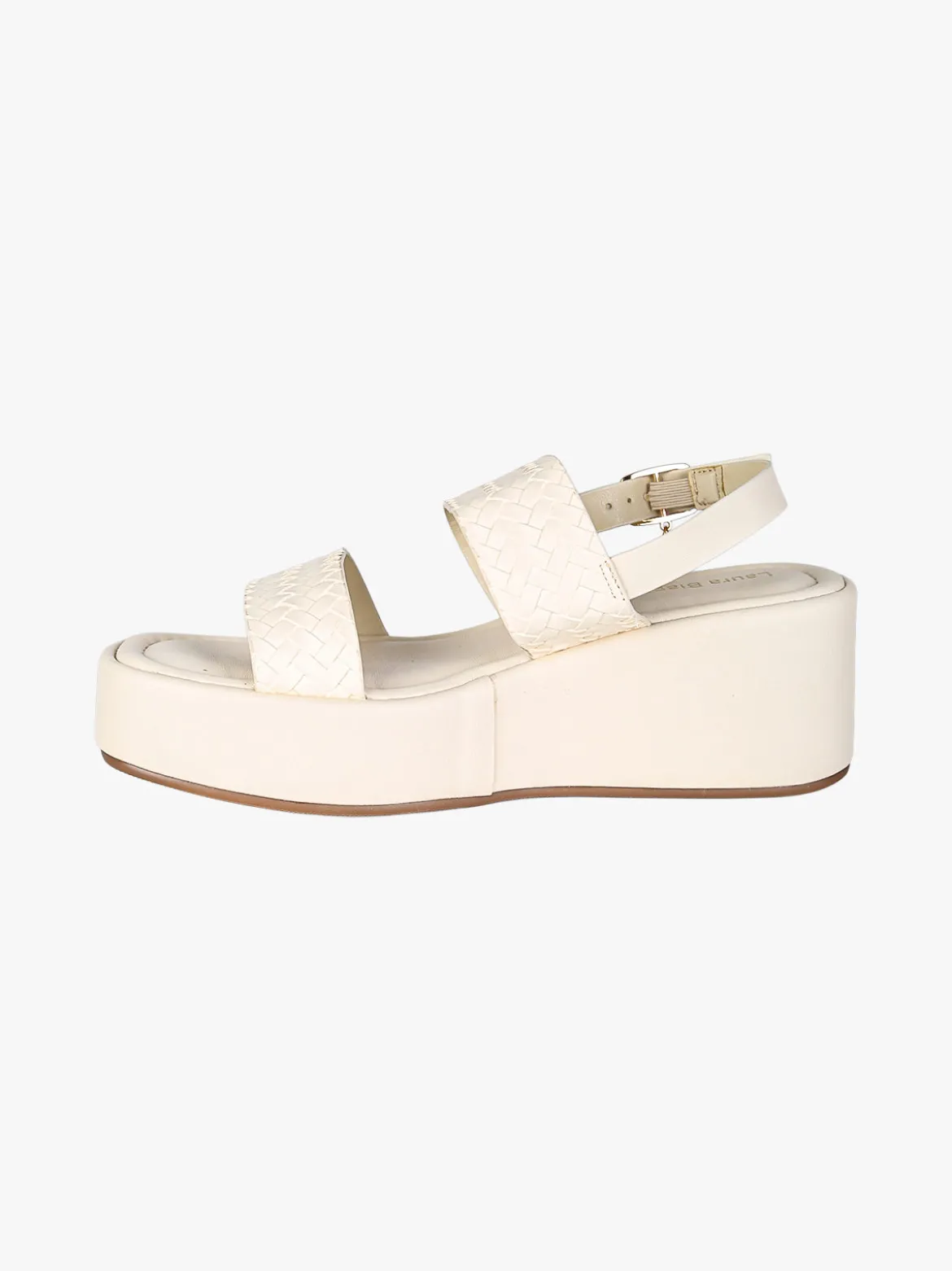 Laura Biagiotti Sandali donna con fasce intrecciate zeppa e plateau - beige