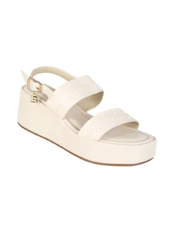 Laura Biagiotti Sandali donna con fasce intrecciate zeppa e plateau - beige