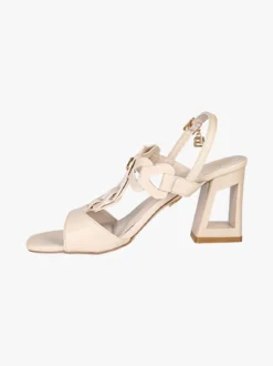 Laura Biagiotti Sandali donna con tacco largo e cinturino con fibbia - beige