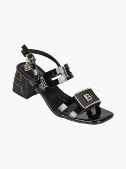 Laura Biagiotti Sandali donna con tacco largo e strass - nero