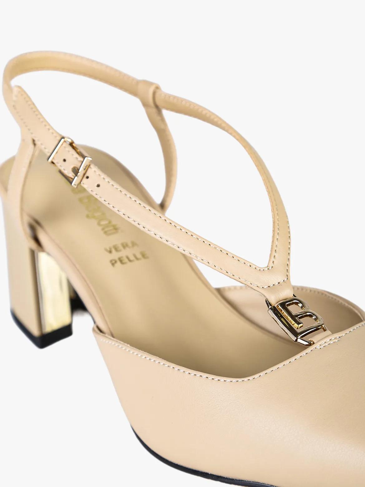 Laura Biagiotti Slingback donna a punta con tacco largo e cinturini a V - beige