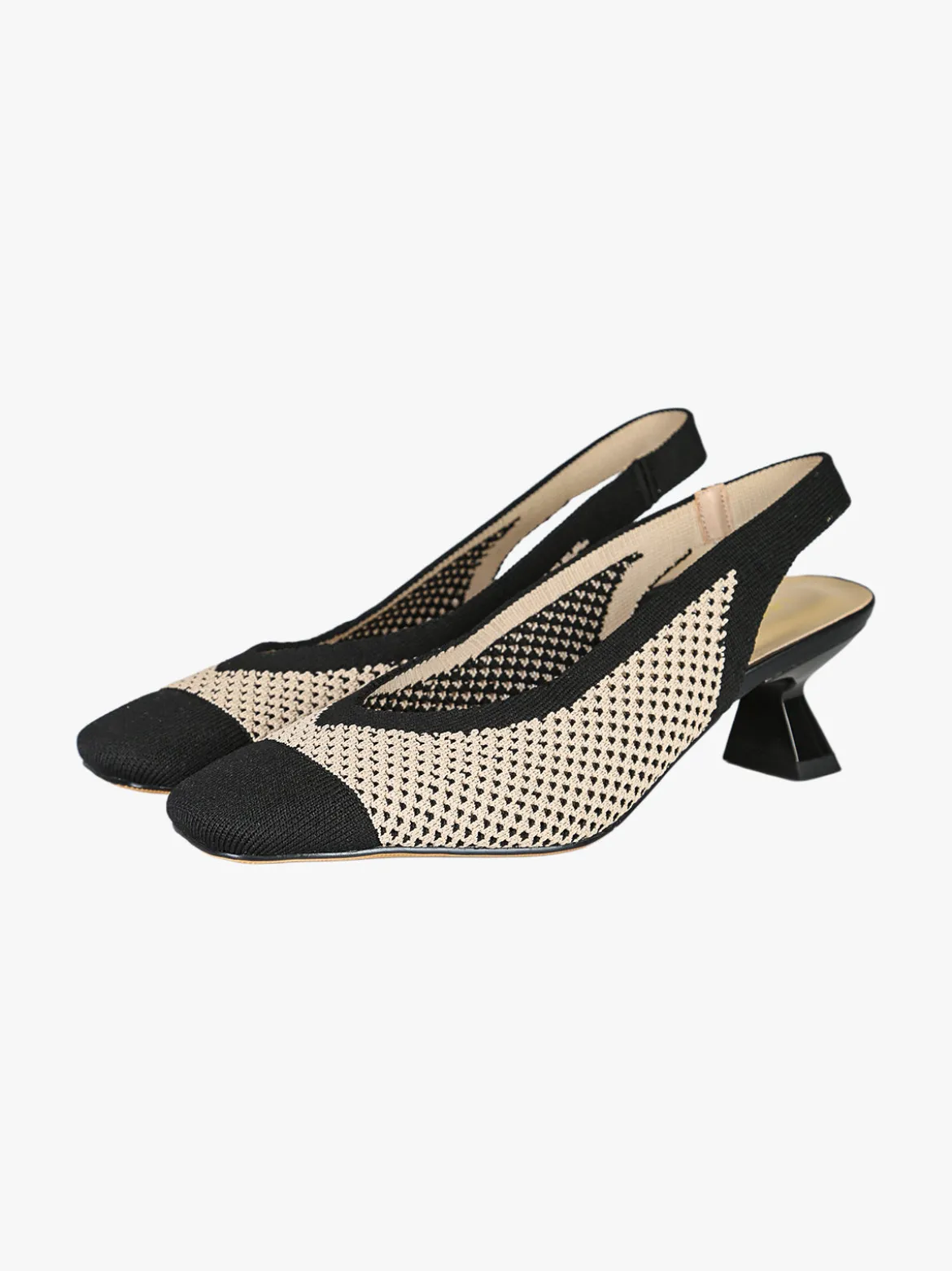 Laura Biagiotti Slingback donna in maglia con cinturino e tacco a rocchetto - nero