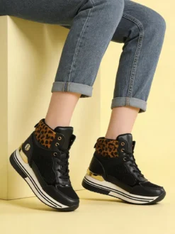 Laura Biagiotti Sneakers donna alte con platform e interno in ecopelo - nero