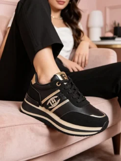 Laura Biagiotti Sneakers donna con dettaglio gioiello e platform - nero