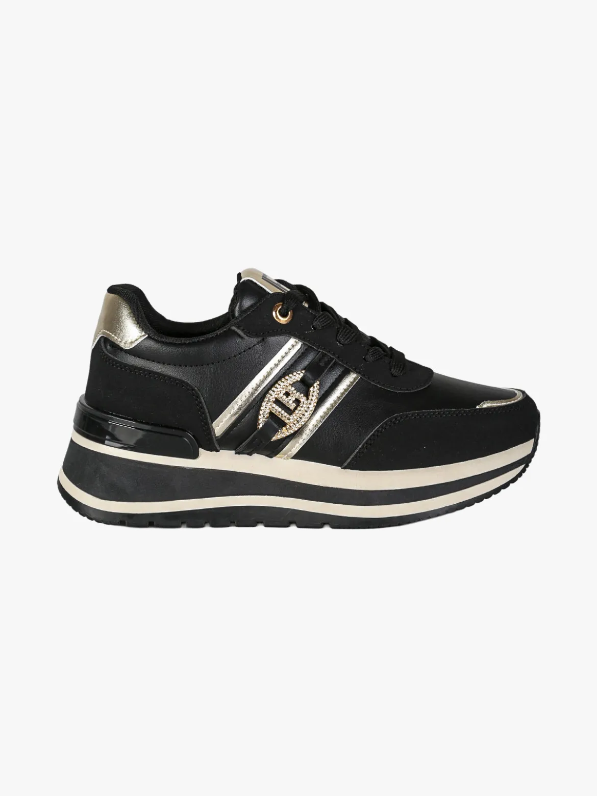 Laura Biagiotti Sneakers donna con dettaglio gioiello e platform - nero