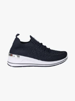 Laura Biagiotti Sneakers donna con strass e zeppa - blu scuro