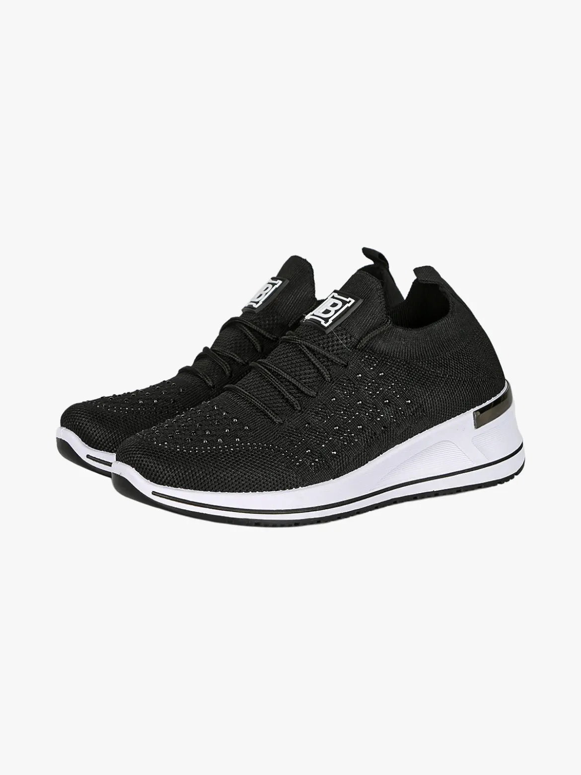 Laura Biagiotti Sneakers donna con strass e zeppa - nero
