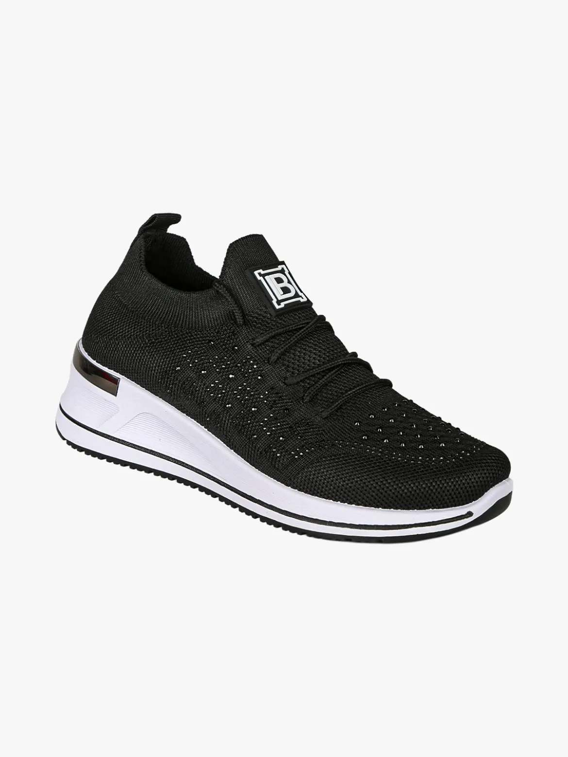 Laura Biagiotti Sneakers donna con strass e zeppa - nero