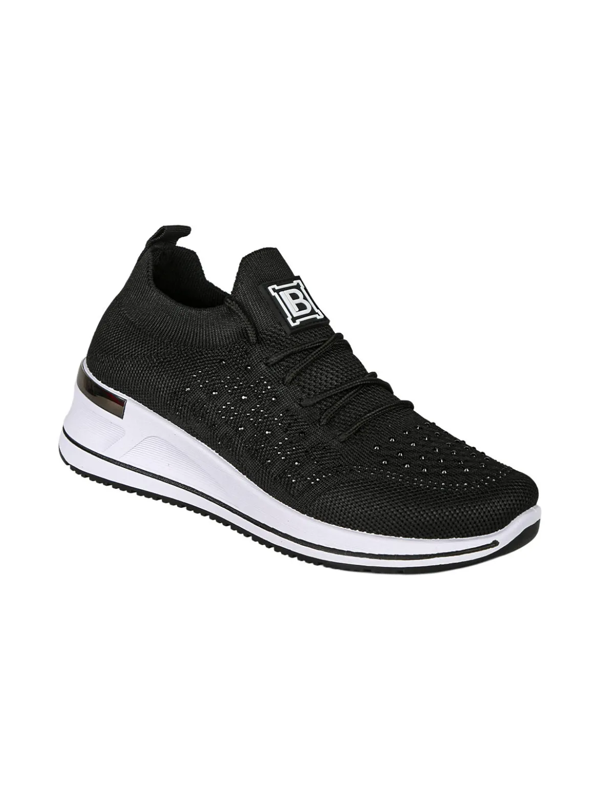 Laura Biagiotti Sneakers donna con strass e zeppa - nero