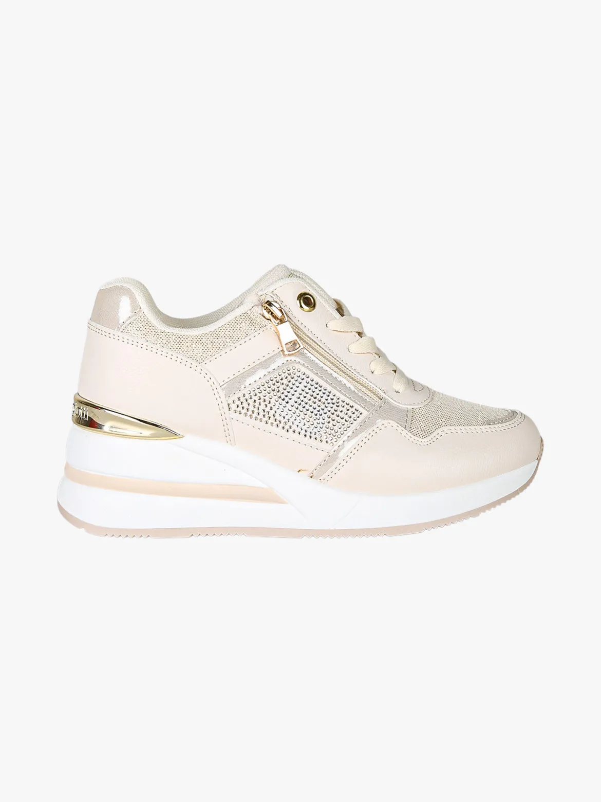 Laura Biagiotti Sneakers donna con zeppa e strass - beige