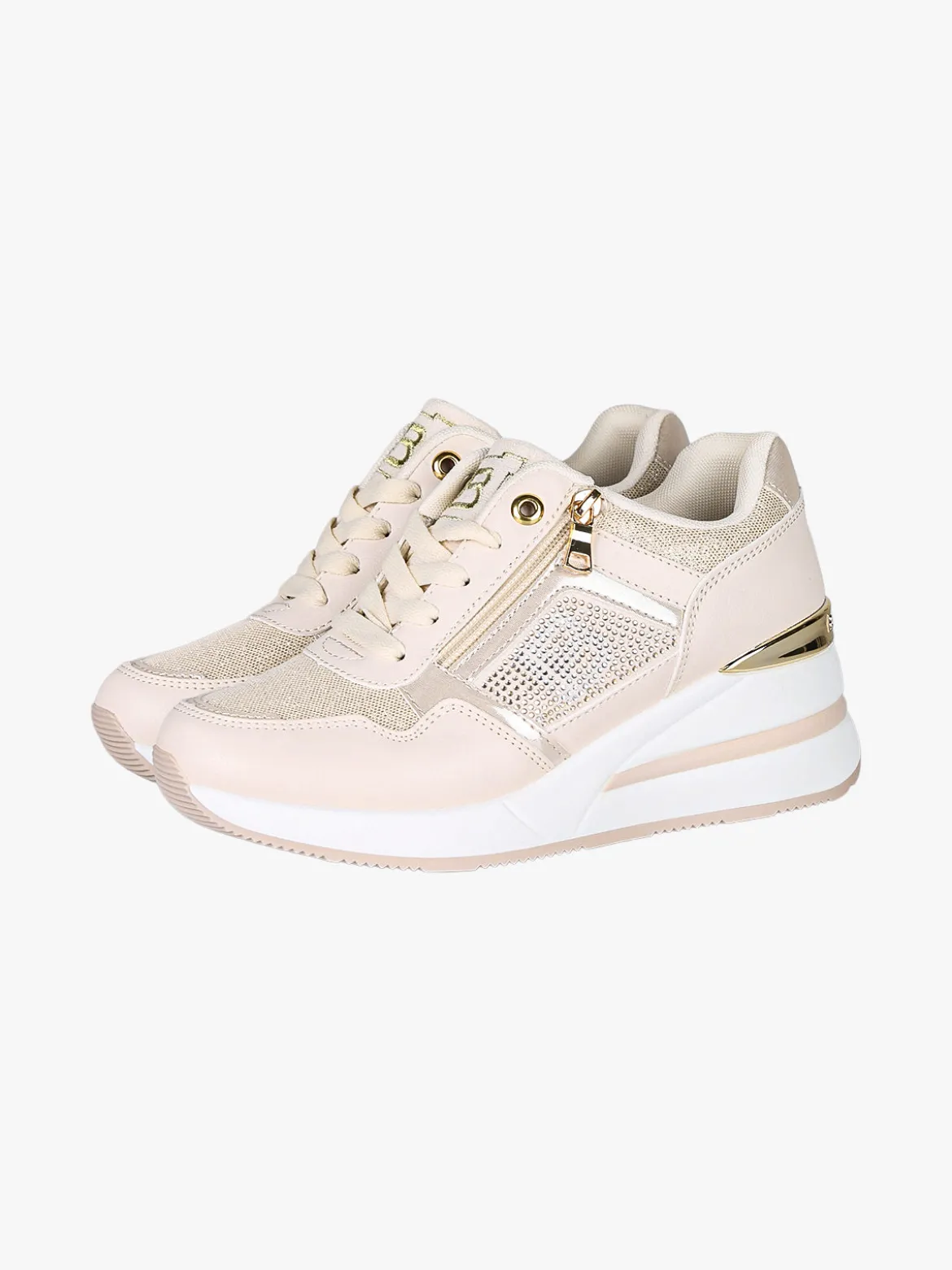 Laura Biagiotti Sneakers donna con zeppa e strass - beige