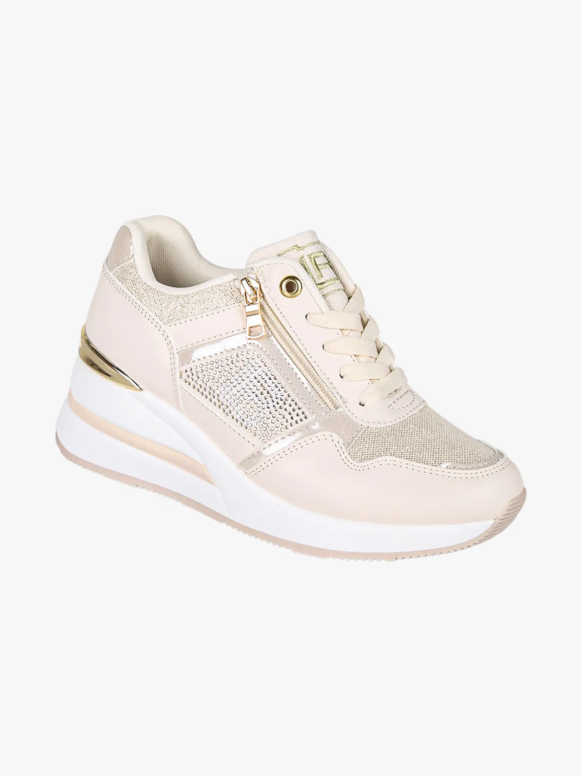 Laura Biagiotti Sneakers donna con zeppa e strass - beige