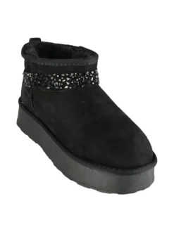 Laura Biagiotti Stivaletti donna in tessuto scamosciato con strass e platform