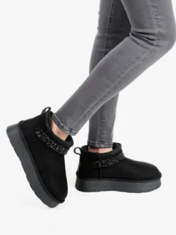 Laura Biagiotti Stivaletti donna in tessuto scamosciato con strass e platform