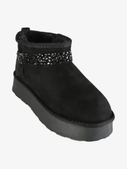 Laura Biagiotti Stivaletti donna in tessuto scamosciato con strass e platform
