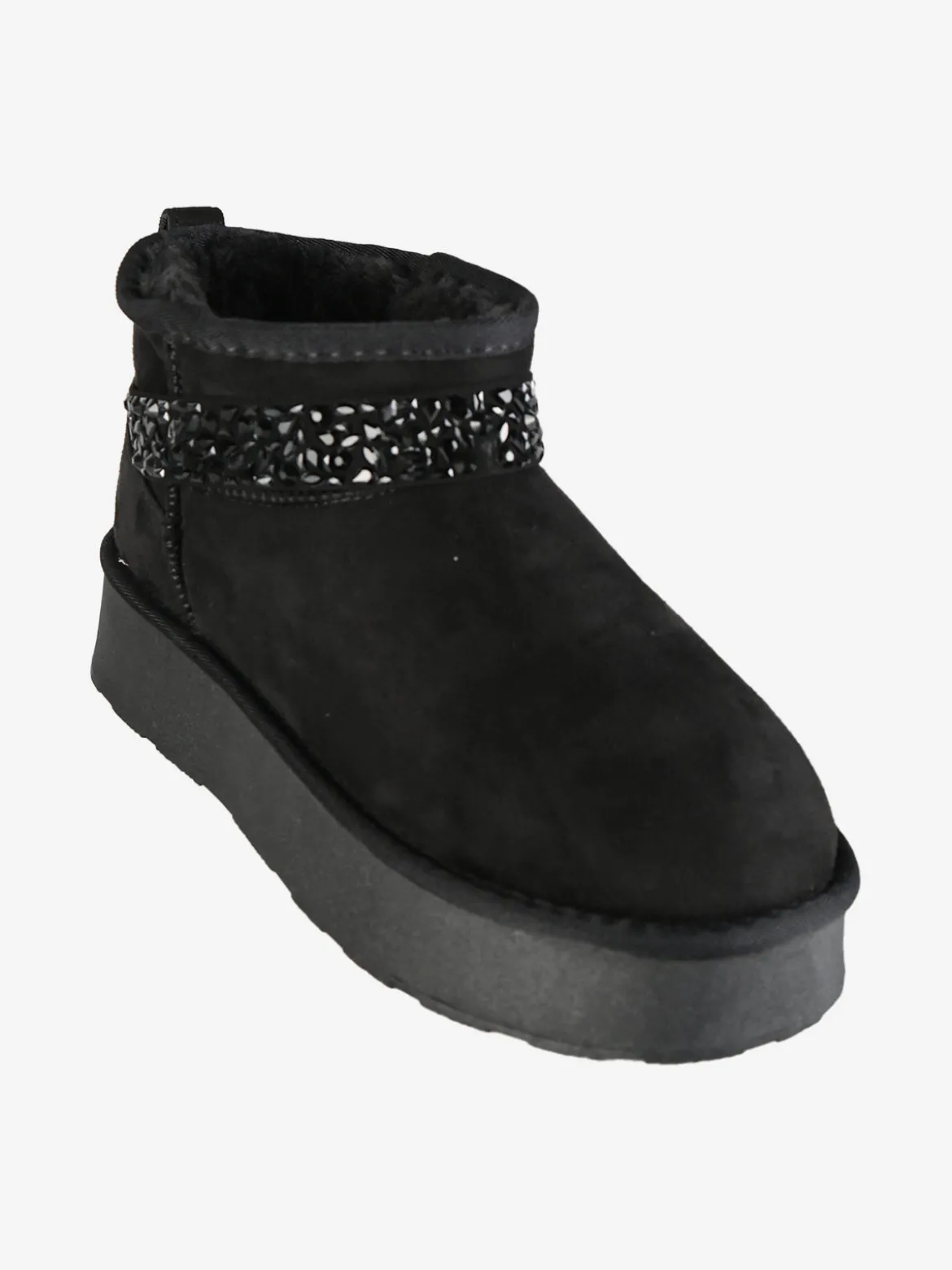 Laura Biagiotti Stivaletti donna in tessuto scamosciato con strass e platform