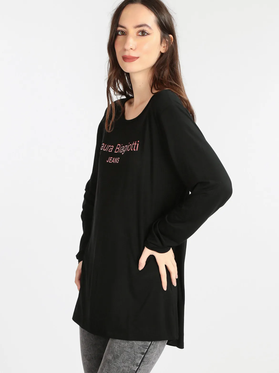 Laura Biagiotti T-shirt da donna lunga con strass