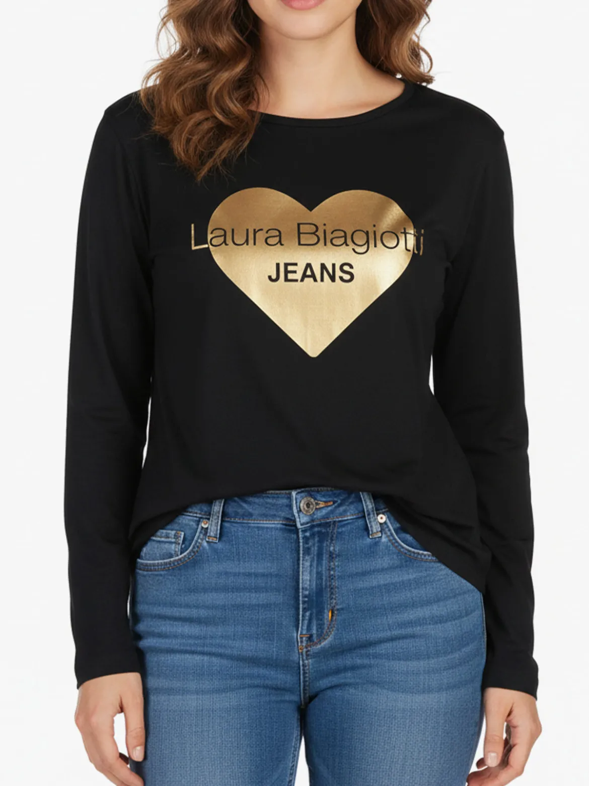 Laura Biagiotti T-shirt donna a maniche lunghe con stampa cuore