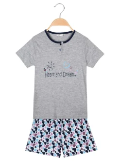 Liabel Pigiama corto in cotone T-shirt + shorts cuori