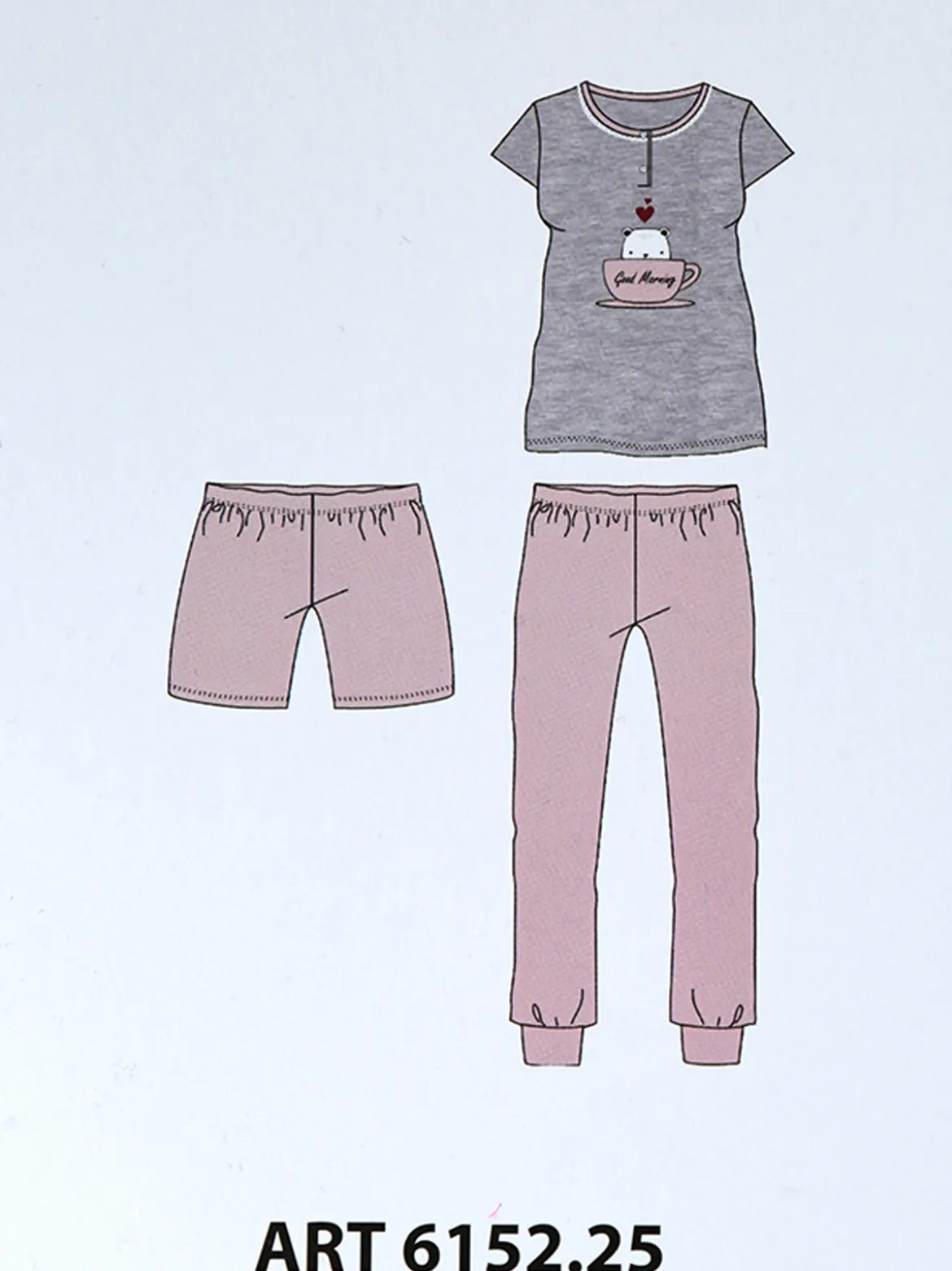 Linea Ambro Pigiama corto da donna con doppio pantalone