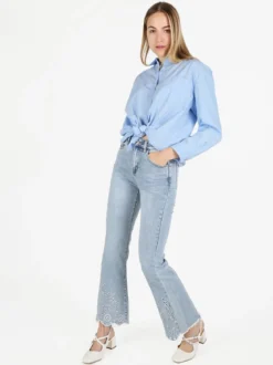 Lissimo Jeans a zampa da donna con ricami e strass