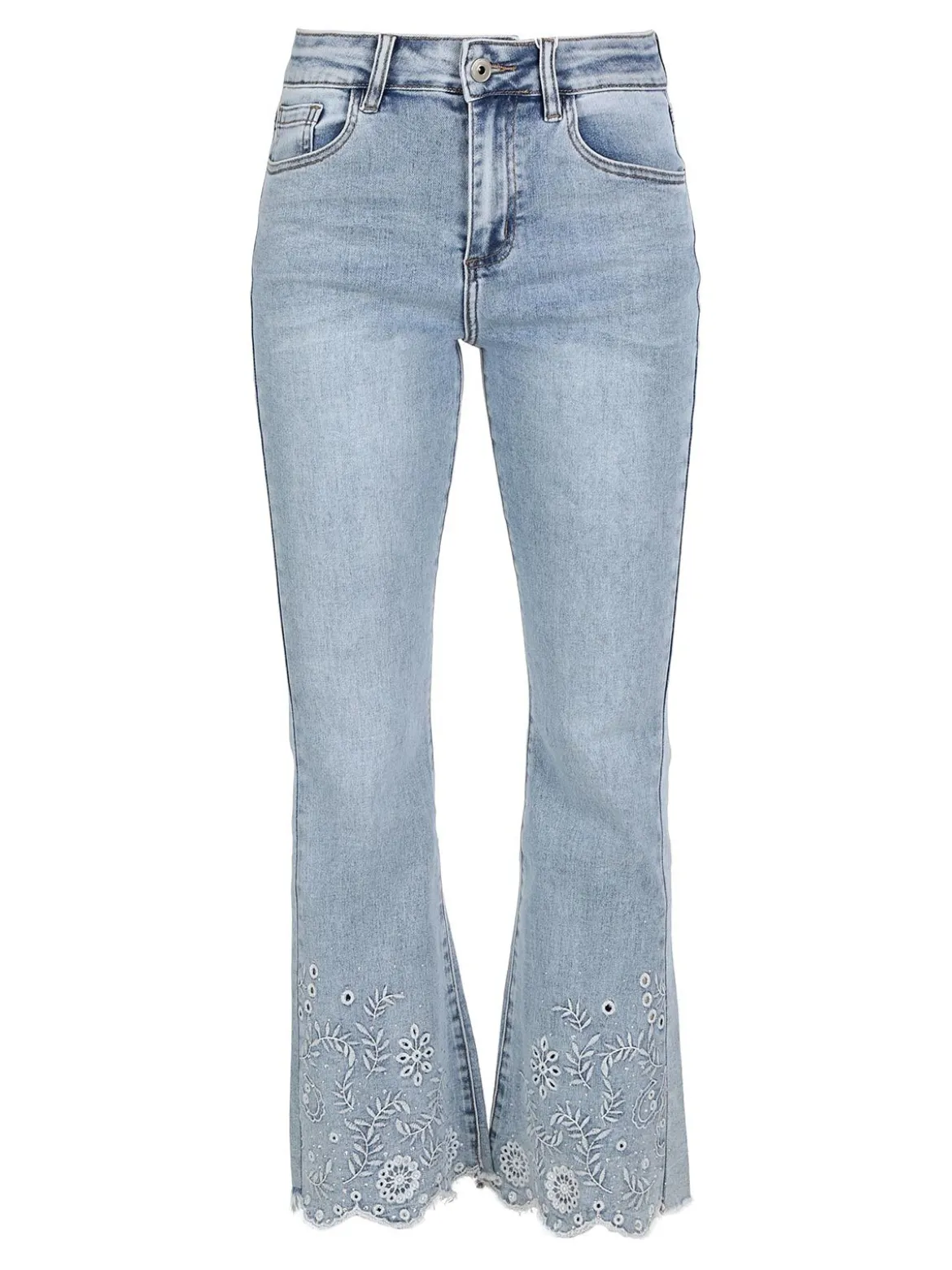 Lissimo Jeans a zampa da donna con ricami e strass