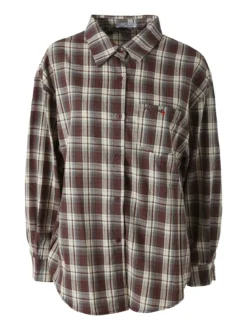 Lissimo Set 2 pezzi camicia oversize a quadri da donna con top coordinato - marrone
