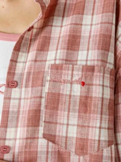 Lissimo Set 2 pezzi camicia oversize a quadri da donna con top coordinato - rosa