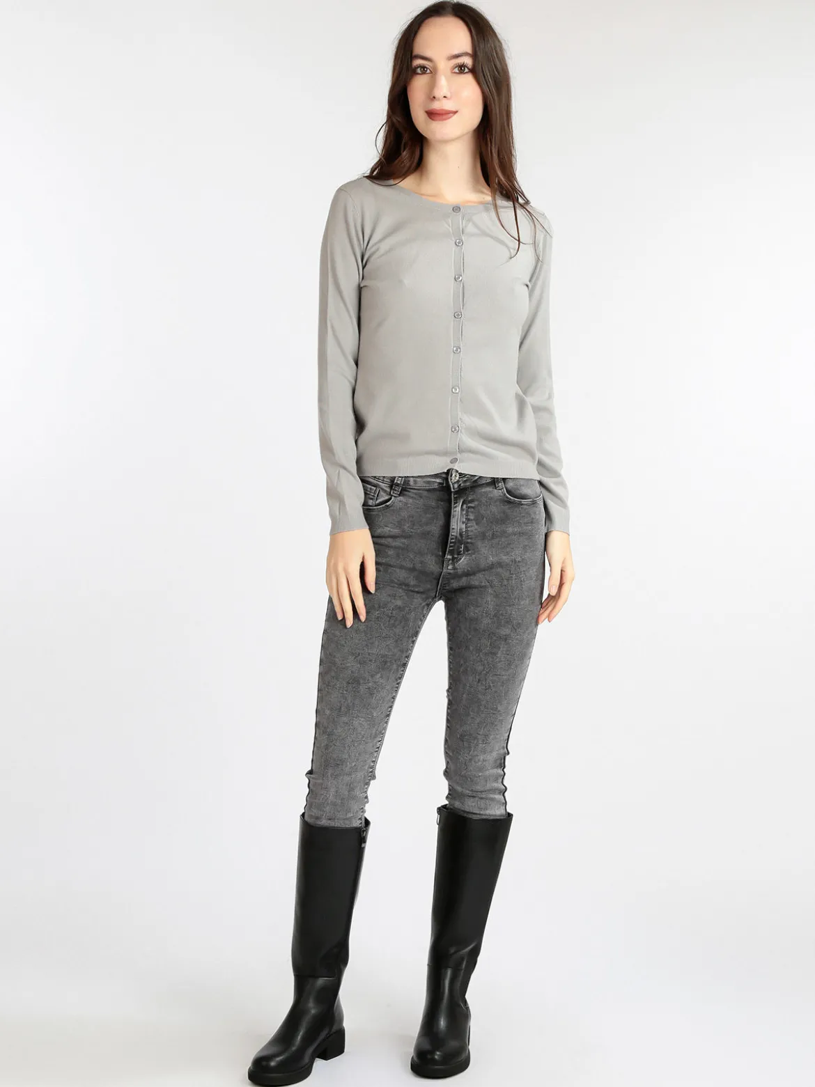 Lois & Pepe Cardigan girocollo da donna con bottoni