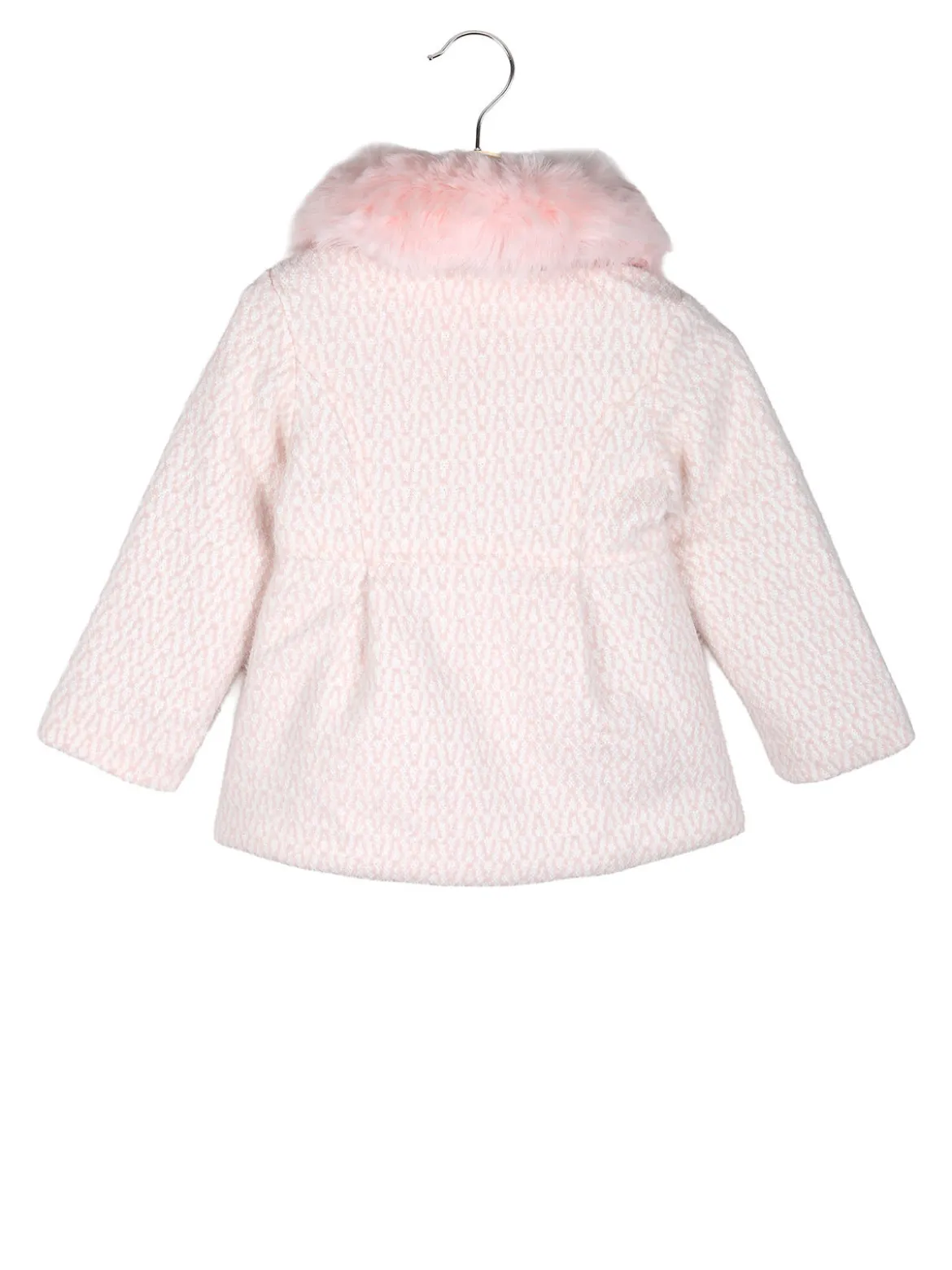 Lollitop Cappotto da neonata con bottoni di perle e scollo in ecopelliccia - rosa
