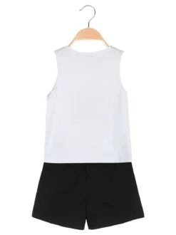 Lollitop Completo corto da bambina con canotta e shorts in cotone - bianco