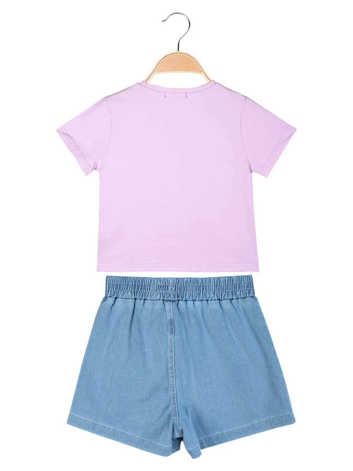 Lollitop Completo corto da bambina con t-shirt crop e shorts maculati