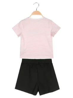 Lollitop Completo corto da bambina con t-shirt rigata con strass e shorts