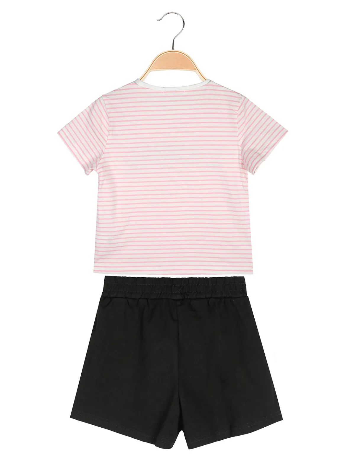 Lollitop Completo corto da bambina con t-shirt rigata con strass e shorts