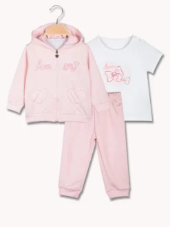 Lollitop Completo da neonata 3 pezzi con cappuccio e zip