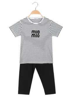 Lollitop Completo da ragazza con t-shirt rigata e leggings a pinocchietto