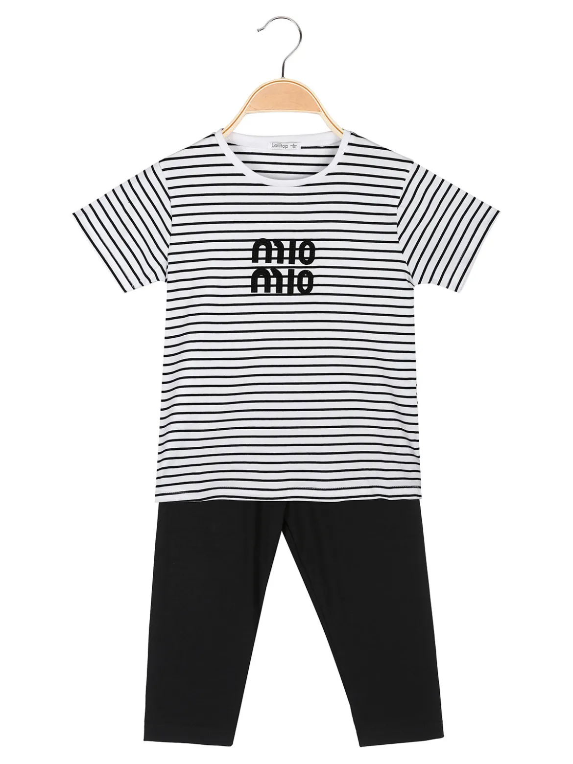 Lollitop Completo da ragazza con t-shirt rigata e leggings a pinocchietto