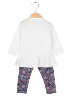 Lollitop Completo 2 pezzi da neonata con maglietta e leggings fiorati - bianco