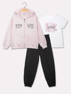 Lollitop Completo tuta da bambina 3 pezzi con cappuccio e zip