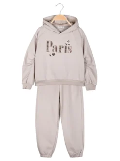 Lollitop Completo tuta 2 pezzi da bambina con cappuccio - beige