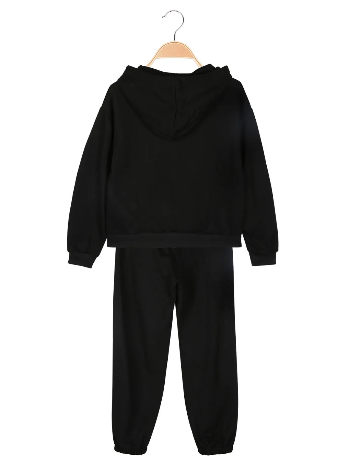 Lollitop Completo tuta 2 pezzi da bambina con cappuccio - nero