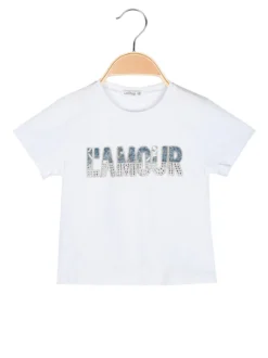 Lollitop T-shirt cropped da bambina con scritta di strass