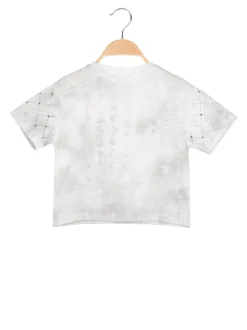 Lollitop T-shirt cropped da bambina in cotone con strass - bianco
