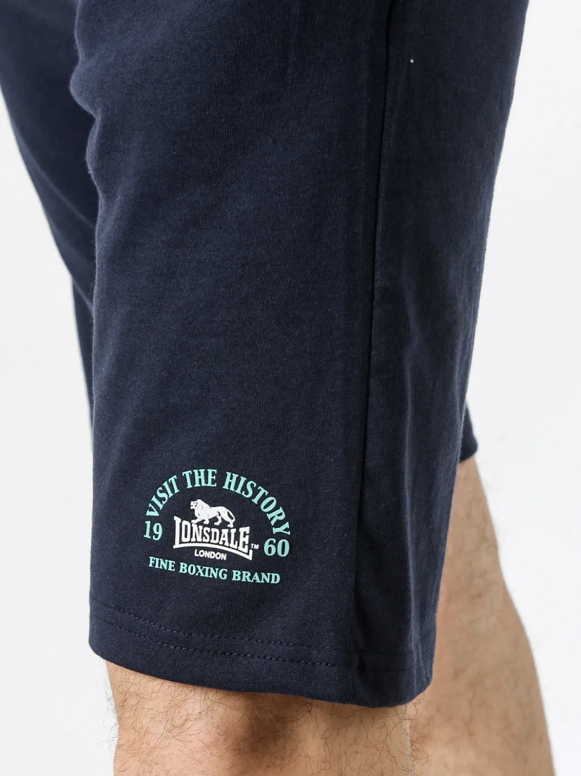 Lonsdale Bermuda sportivi da uomo con logo e coulisse - blu scuro