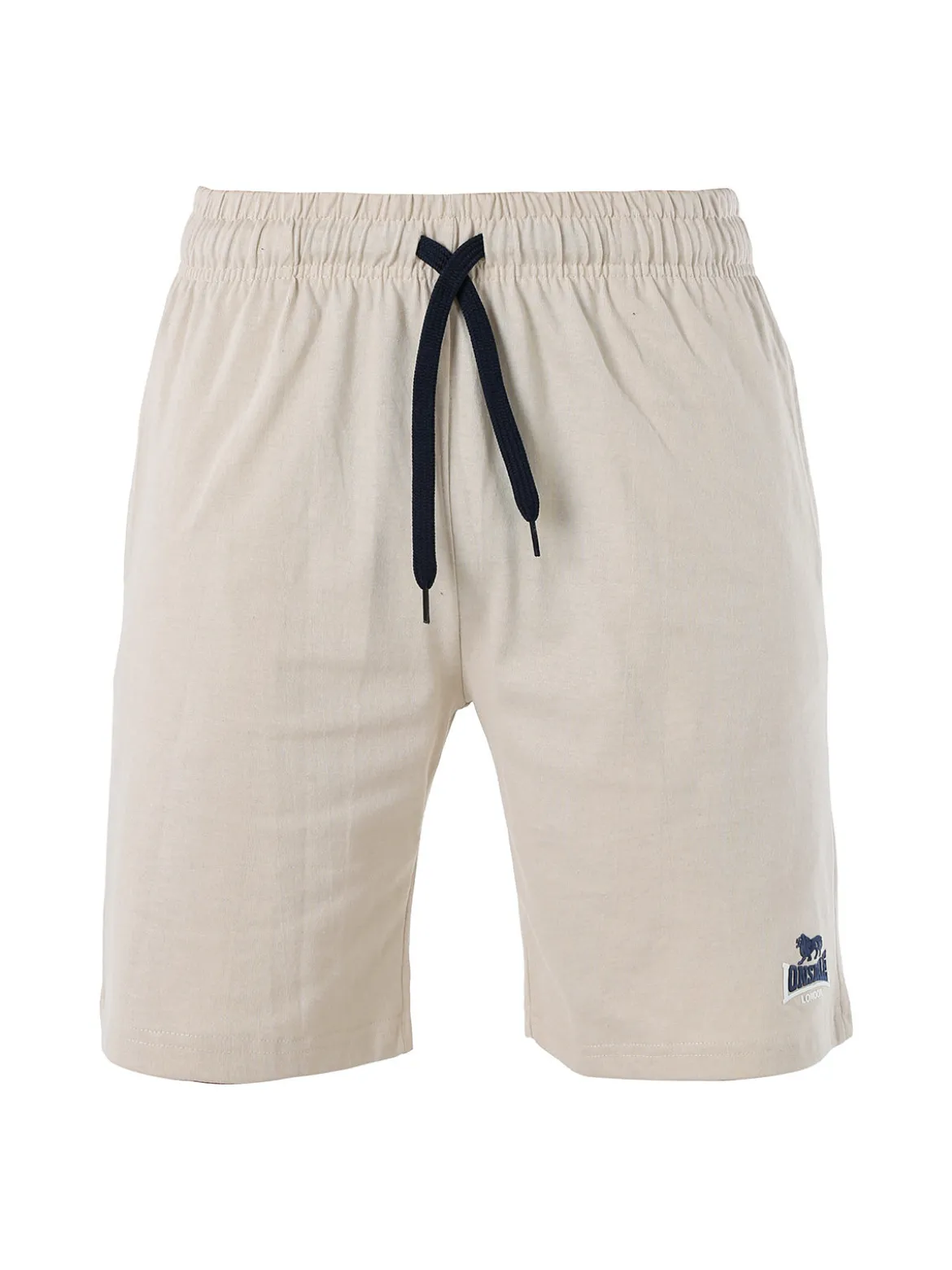 Lonsdale Bermuda sportivi da uomo in misto cotone con coulisse e logo - beige