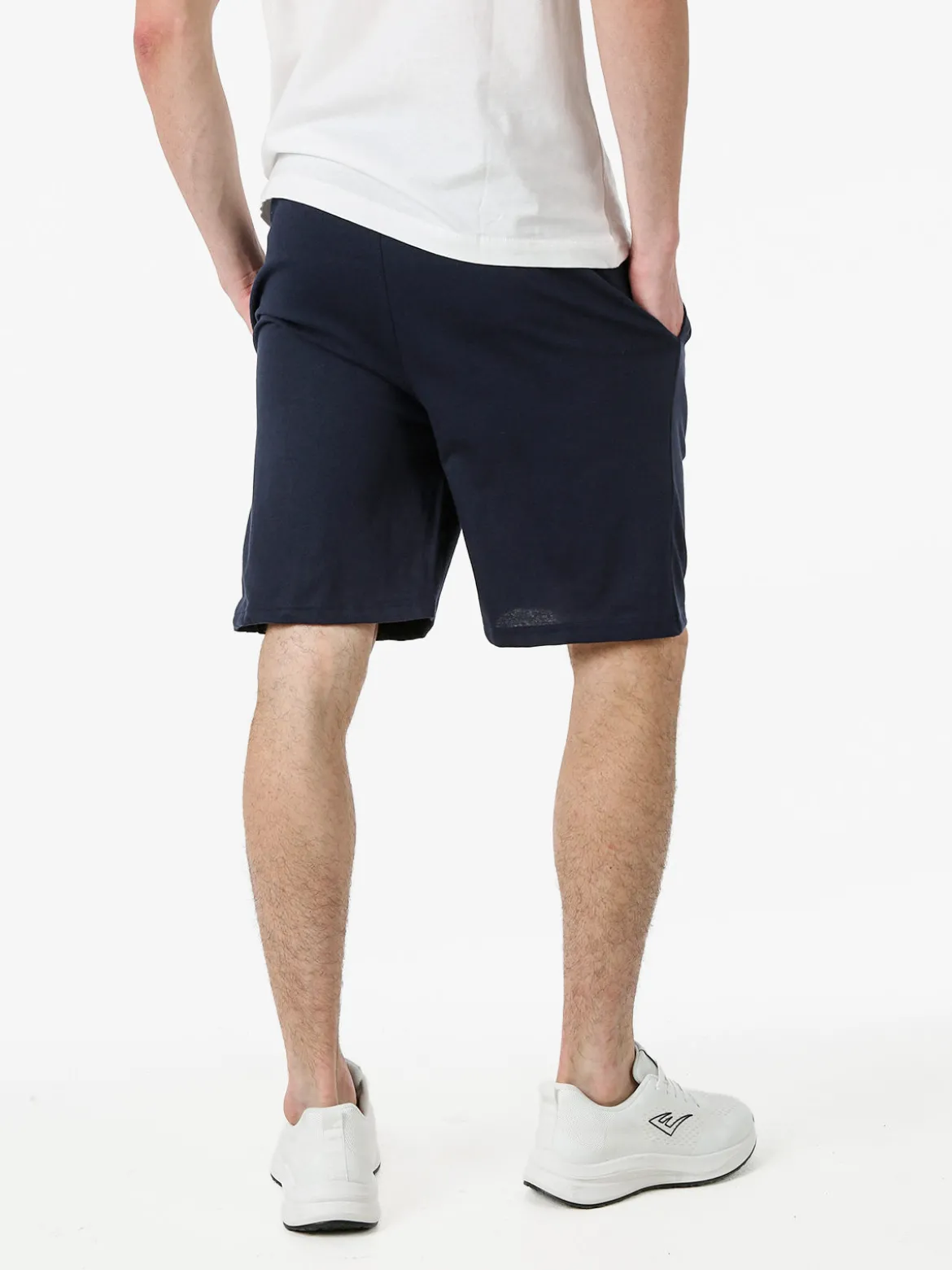 Lonsdale Bermuda sportivi da uomo in misto cotone con coulisse e logo - blu scuro