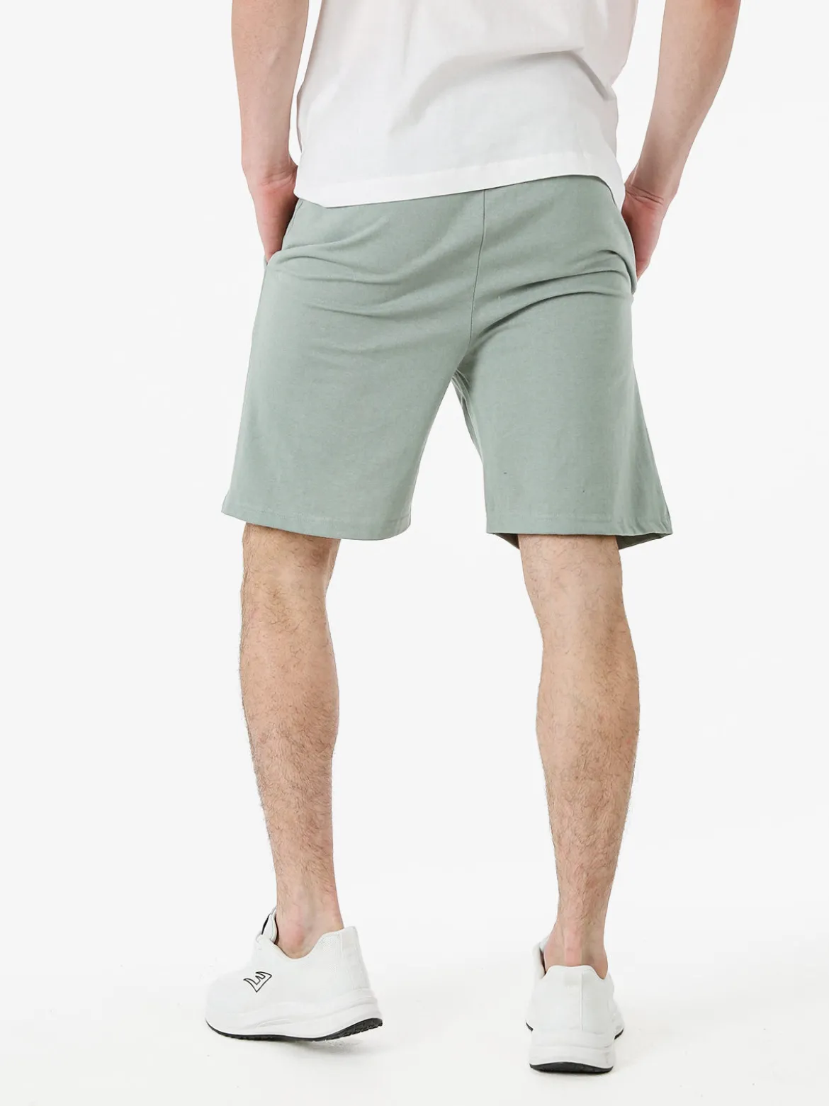 Lonsdale Bermuda sportivi da uomo in misto cotone con coulisse e logo - pistacchio