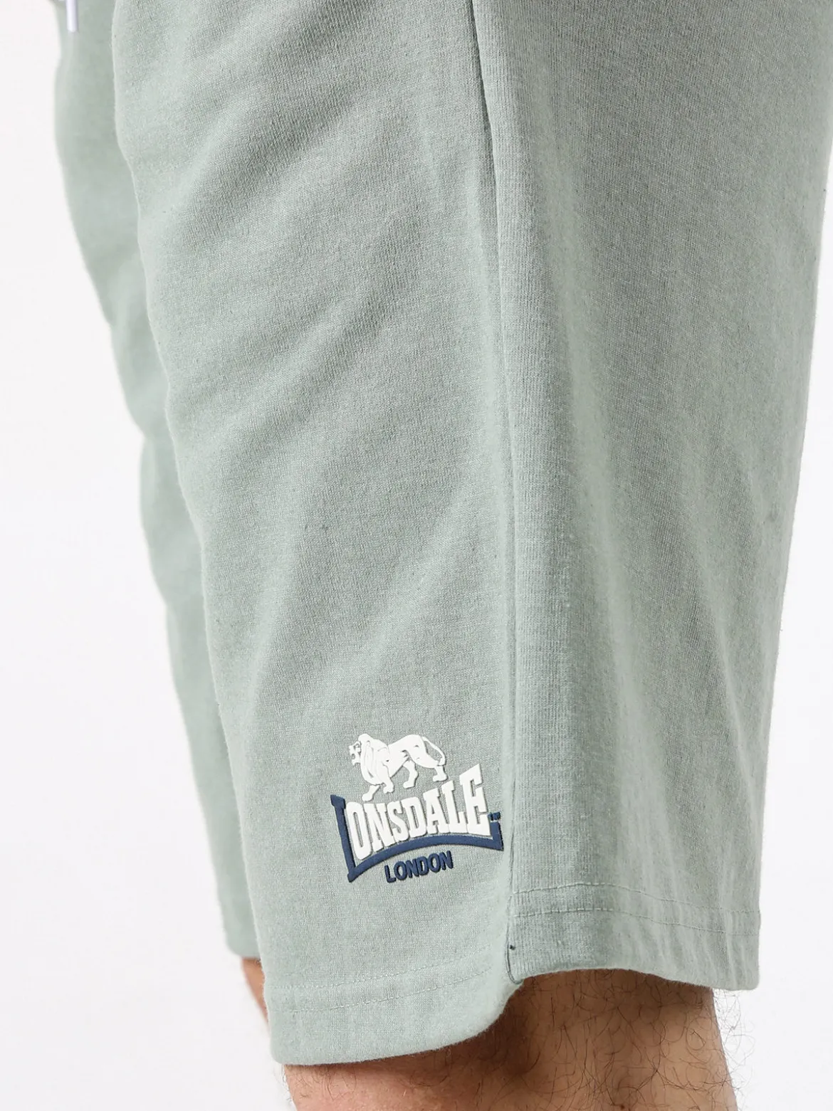 Lonsdale Bermuda sportivi da uomo in misto cotone con coulisse e logo - pistacchio