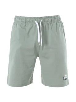 Lonsdale Bermuda sportivi da uomo in misto cotone con coulisse e logo - pistacchio